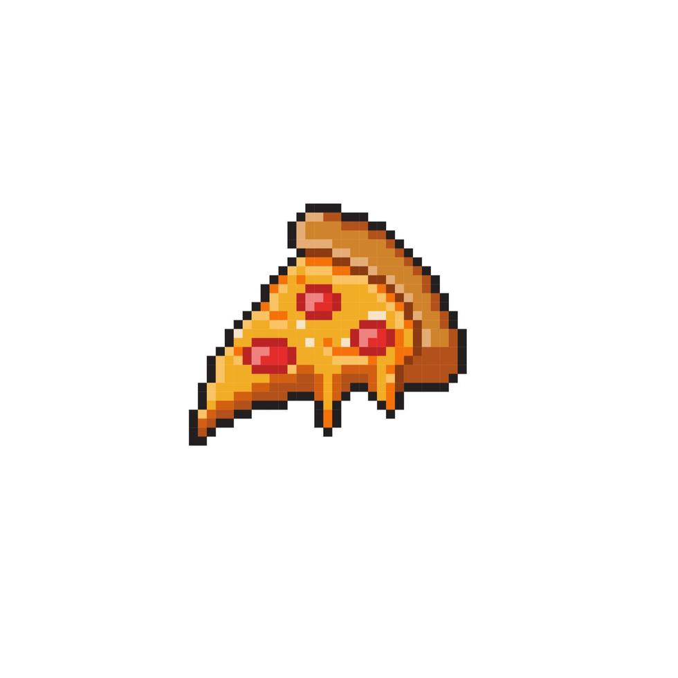 stuk van pizza in pixel kunst stijl vector