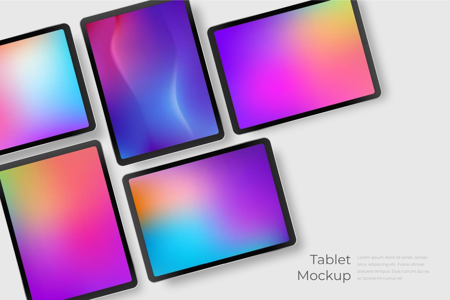 realistisch zwart tablets met kleurrijk schermen. illustratie van apparaat met touch screen Scherm vector