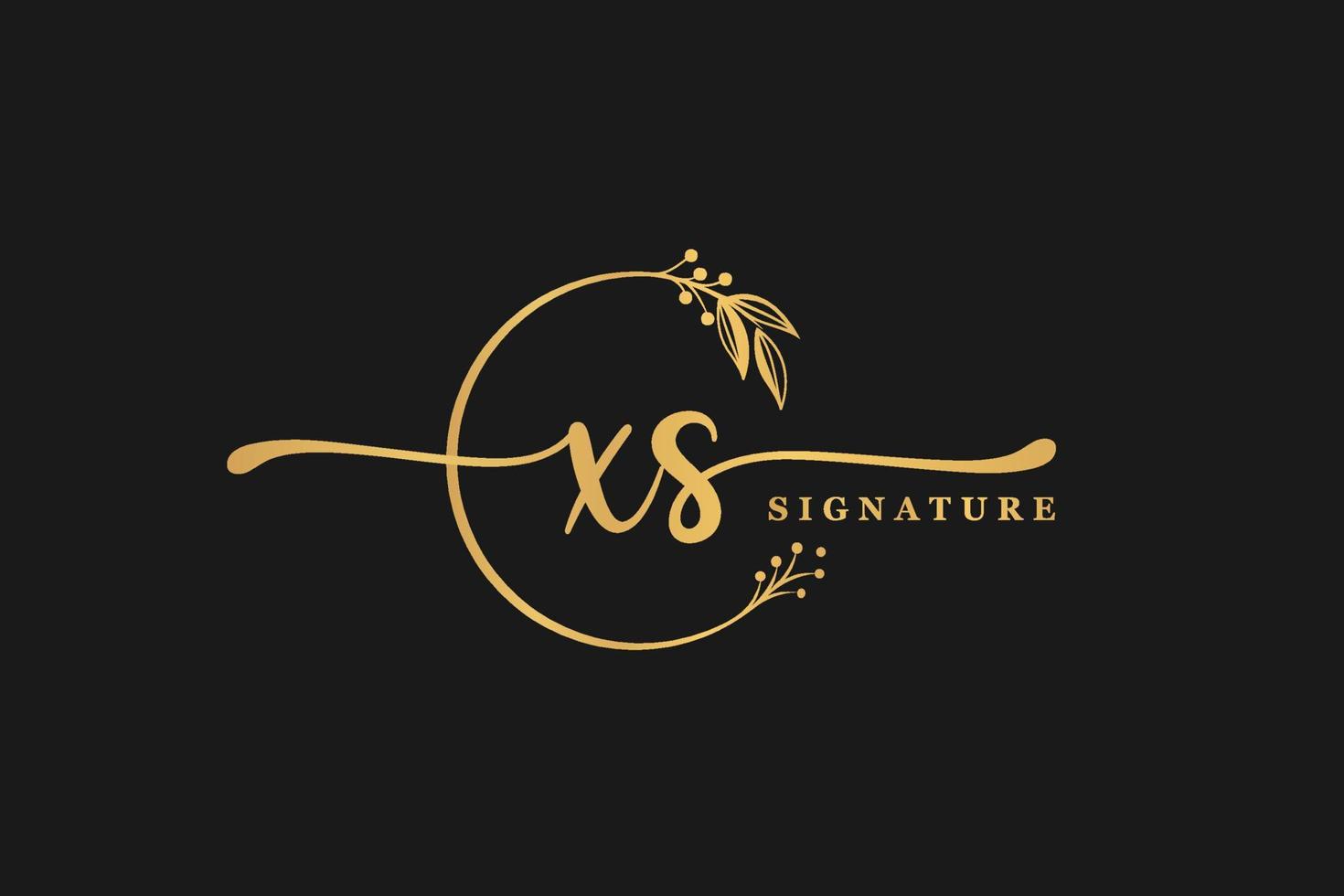 luxe goud handtekening eerste X s logo ontwerp geïsoleerd blad en bloem vector