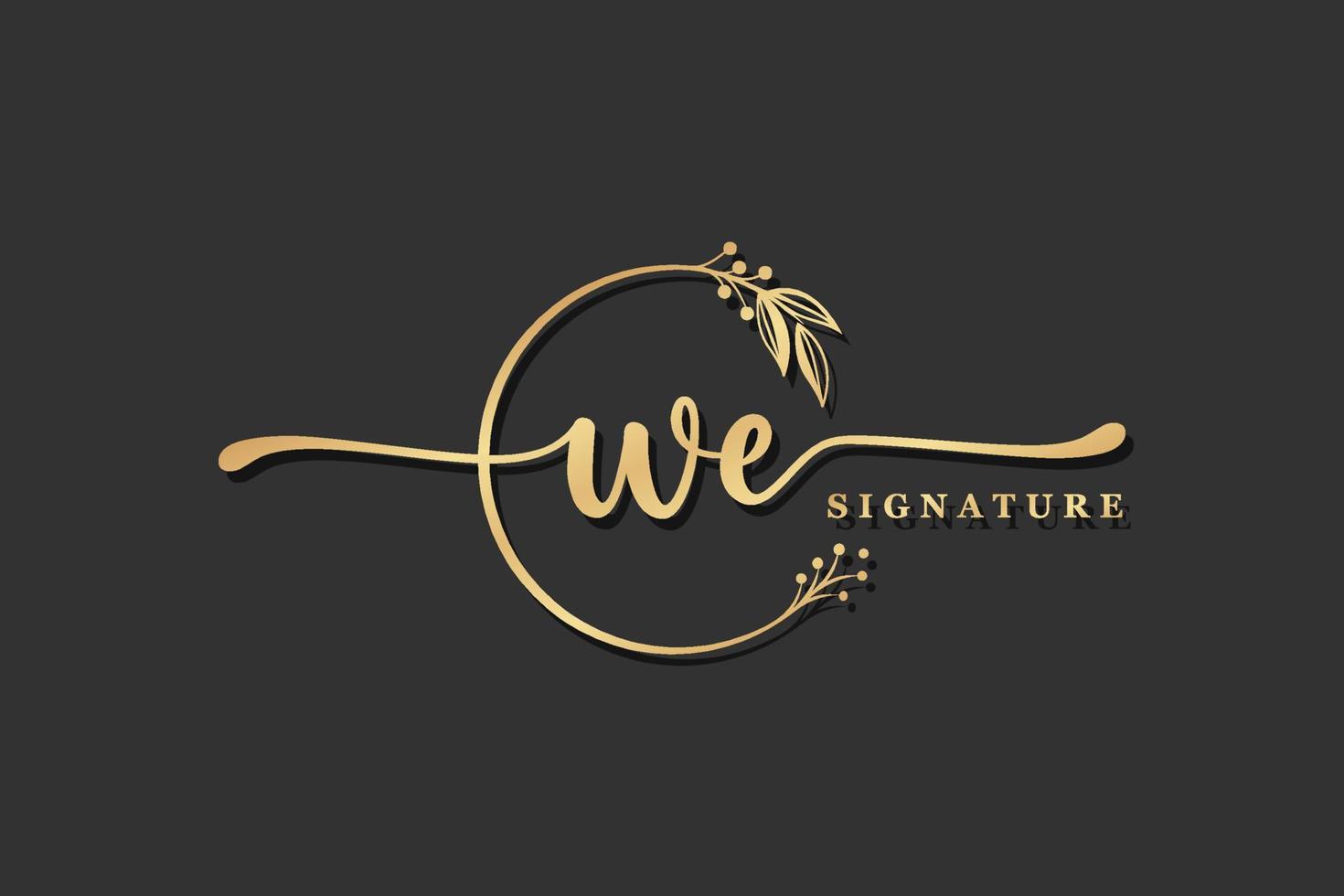 luxe goud handtekening eerste wij logo ontwerp geïsoleerd blad en bloem vector