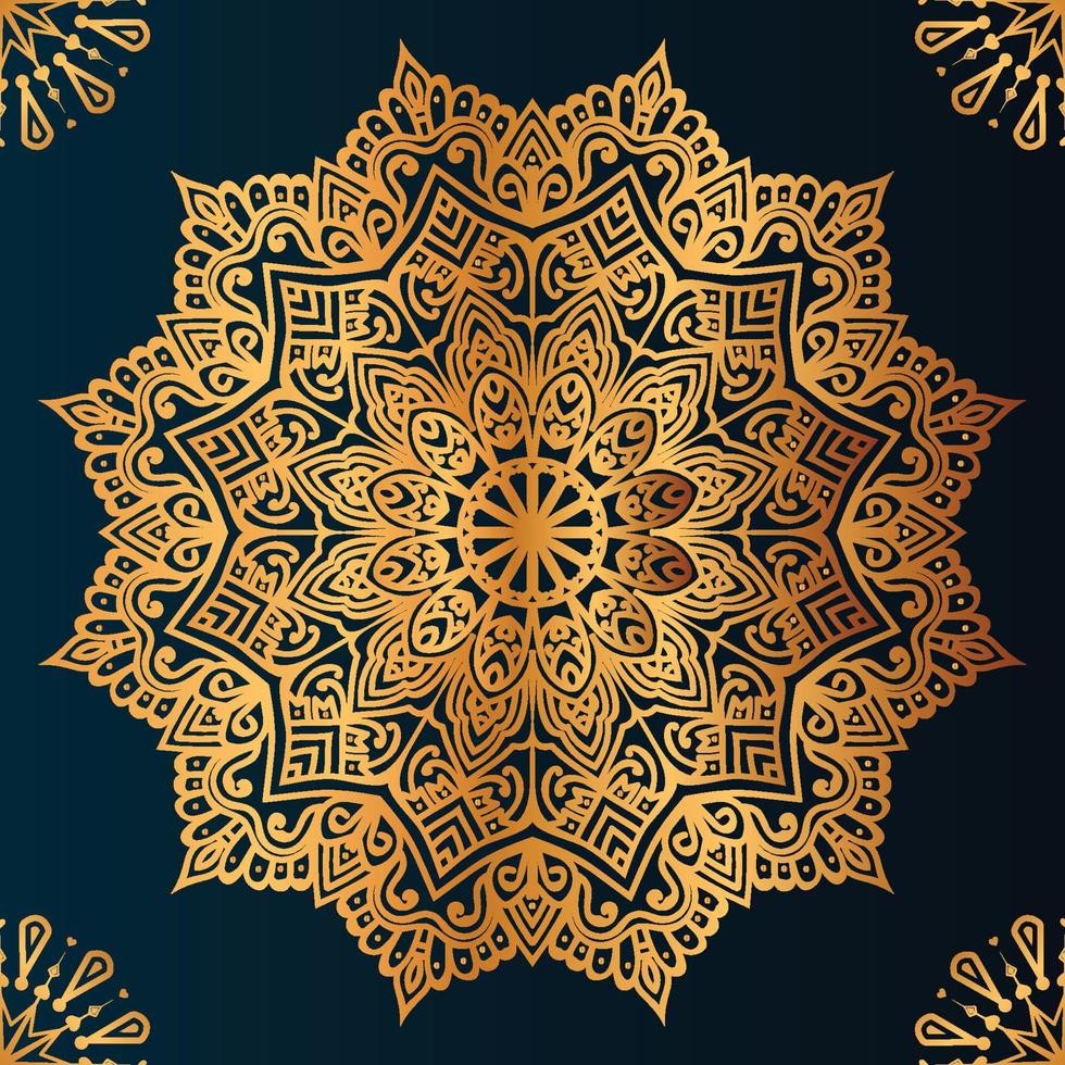 luxe sier mandala ontwerp achtergrond in gouden kleur vector