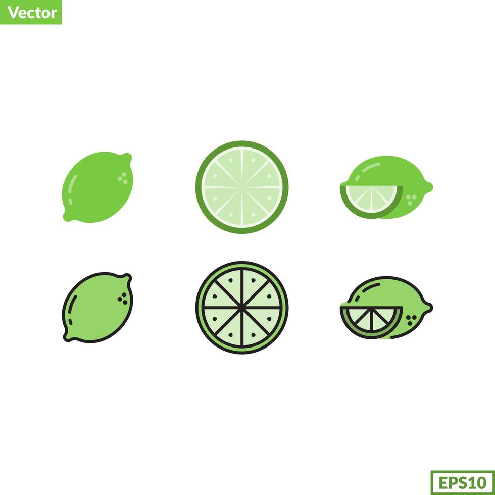 citroen icoon vector met vlak en schets gevulde