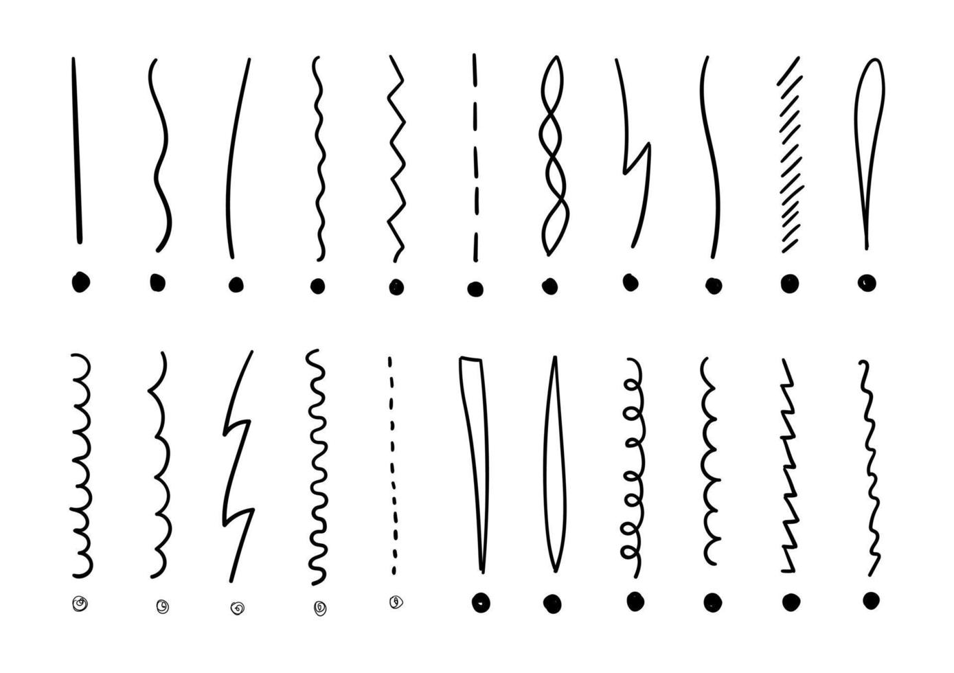 handgeschreven lijn kunst uitroep merken reeks in verschillend stijlen. verbazingwekkend voor belettering en illustraties. vector