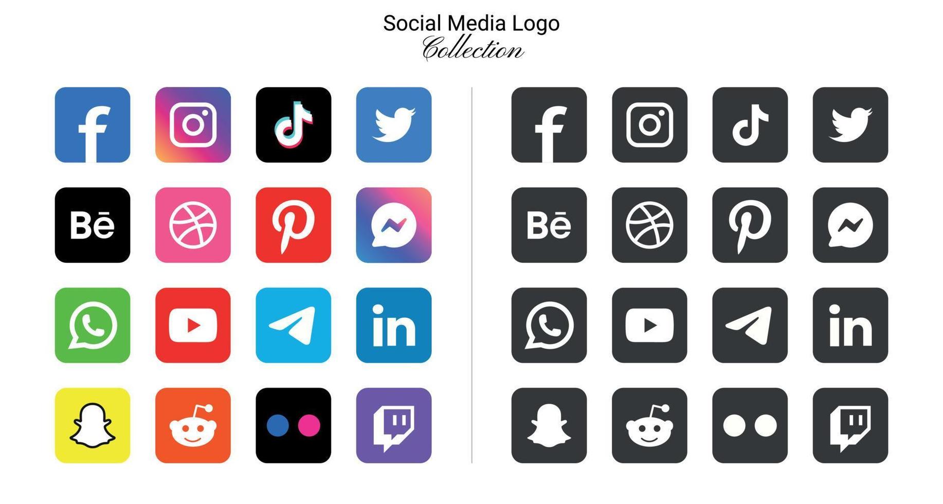 populair sociaal netwerk logo pictogrammen facebook instagram youtube pinterest en enz logo pictogrammen, sociaal media pictogrammen vector
