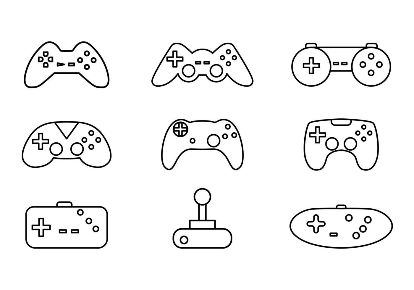 gemakkelijk en vlak gaming symbool. spel controleur icoon vector set. bedieningshendel vector