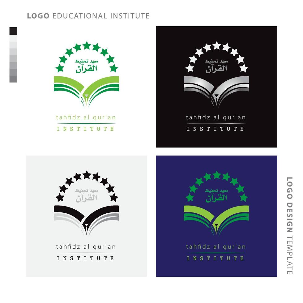 leerzaam instellingen logo, school, academie logo met sterren van geopend boek vector