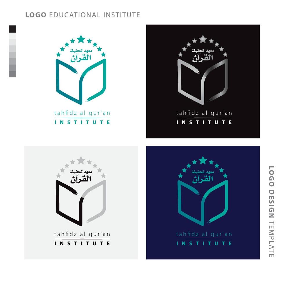 leerzaam instellingen logo, school, academie logo met sterren van geopend boek vector