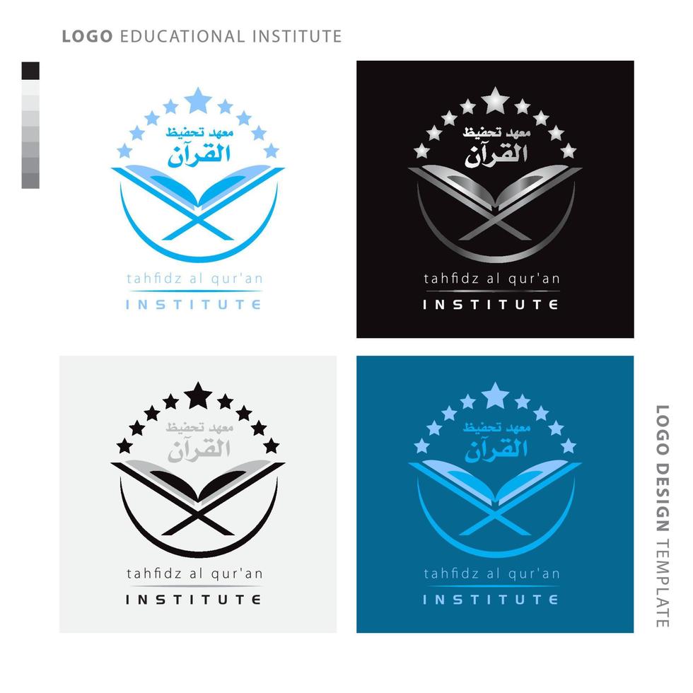 leerzaam instellingen logo, school, academie logo met sterren van geopend boek vector
