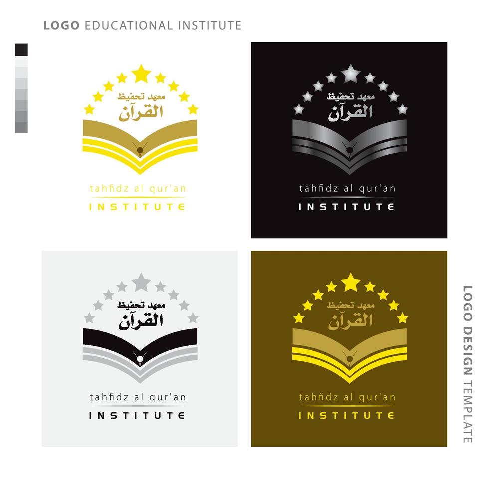 leerzaam instellingen logo, school, academie logo met sterren van geopend boek vector