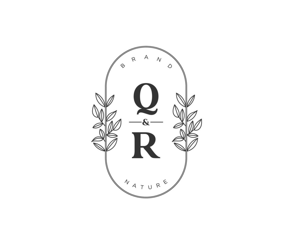eerste qr brieven mooi bloemen vrouwelijk bewerkbare premade monoline logo geschikt voor spa salon huid haar- schoonheid winkel en kunstmatig bedrijf. vector