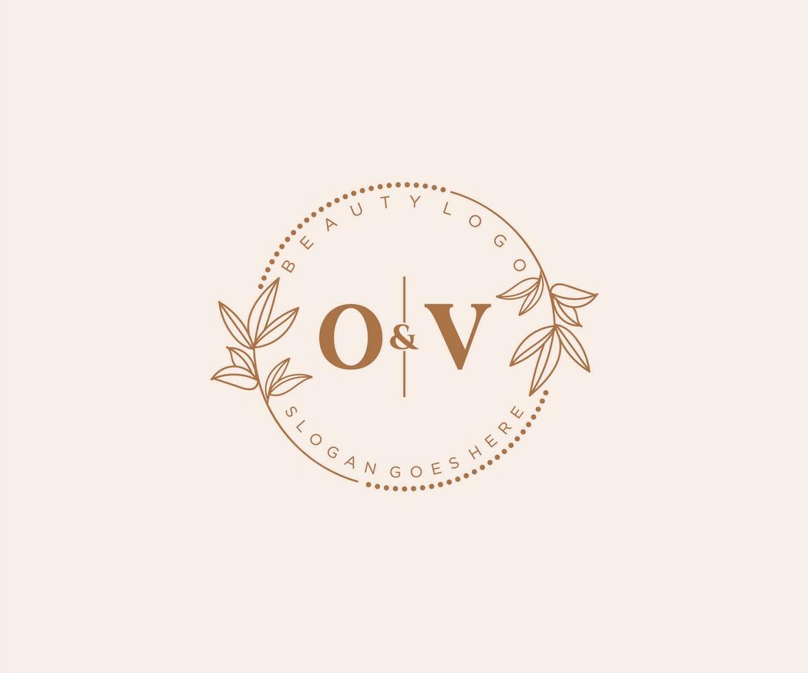 eerste ov brieven mooi bloemen vrouwelijk bewerkbare premade monoline logo geschikt voor spa salon huid haar- schoonheid winkel en kunstmatig bedrijf. vector