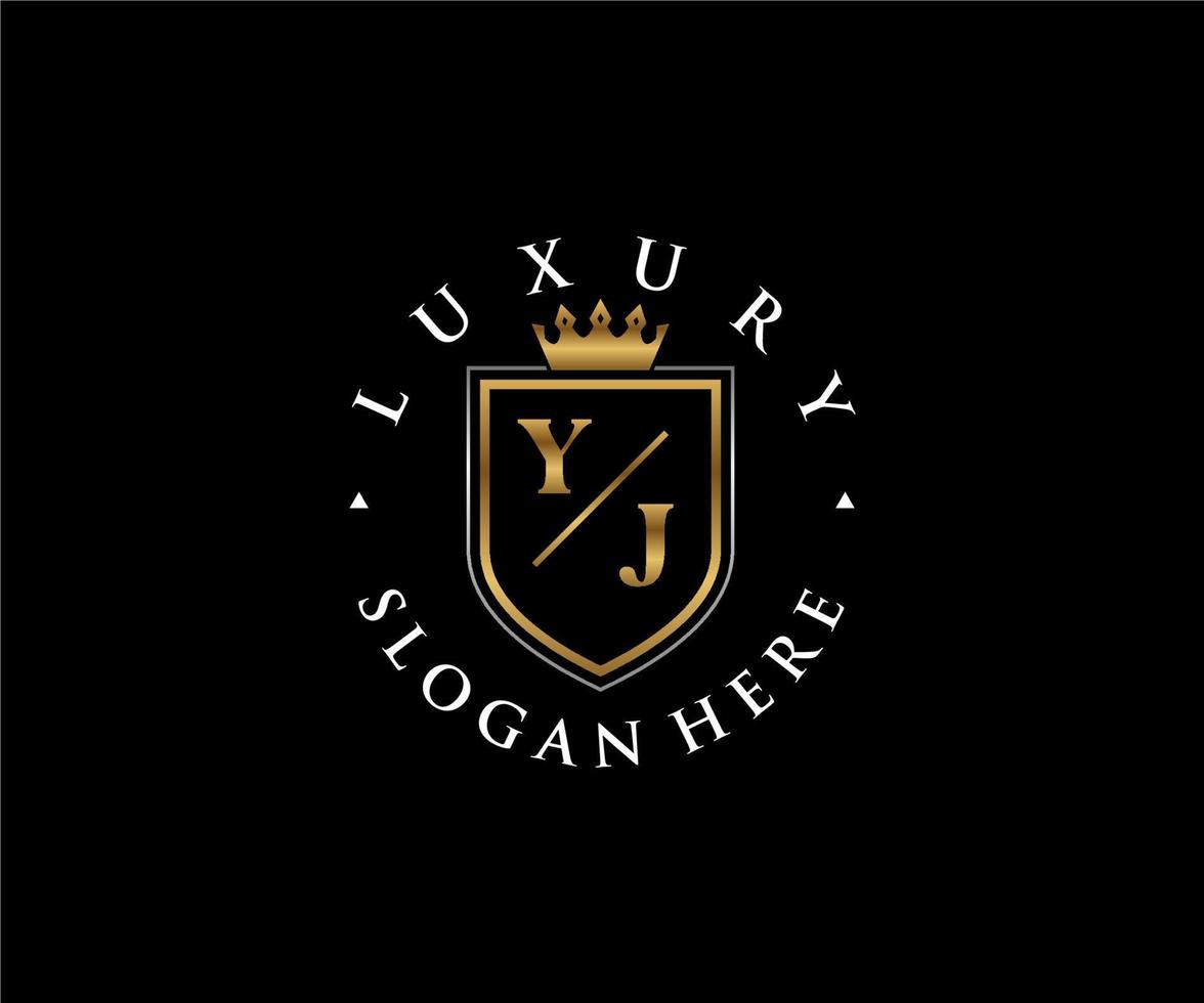 eerste yj brief Koninklijk luxe logo sjabloon in vector kunst voor restaurant, royalty, boetiek, cafe, hotel, heraldisch, sieraden, mode en andere vector illustratie.