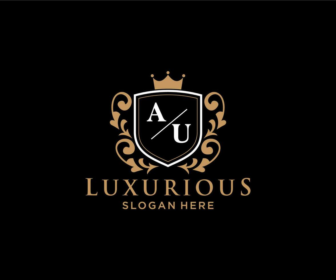 eerste au brief Koninklijk luxe logo sjabloon in vector kunst voor restaurant, royalty, boetiek, cafe, hotel, heraldisch, sieraden, mode en andere vector illustratie.