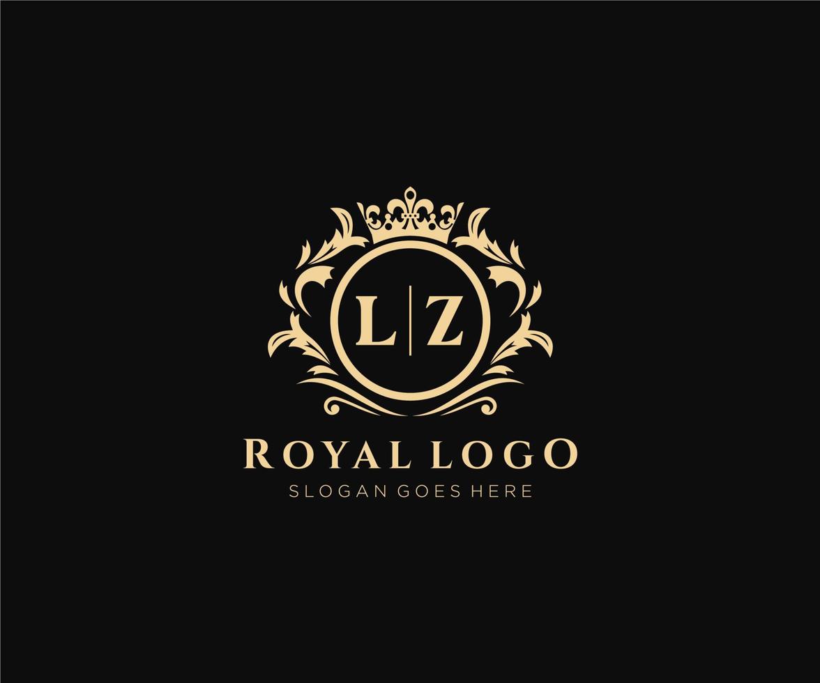 eerste lz brief luxueus merk logo sjabloon, voor restaurant, royalty, boetiek, cafe, hotel, heraldisch, sieraden, mode en andere vector illustratie.