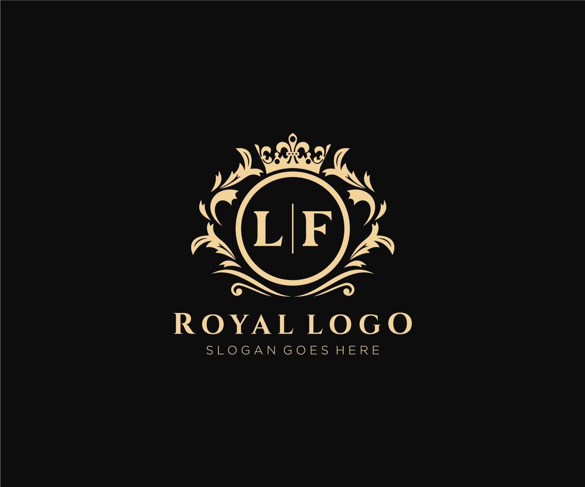eerste lf brief luxueus merk logo sjabloon, voor restaurant, royalty, boetiek, cafe, hotel, heraldisch, sieraden, mode en andere vector illustratie.