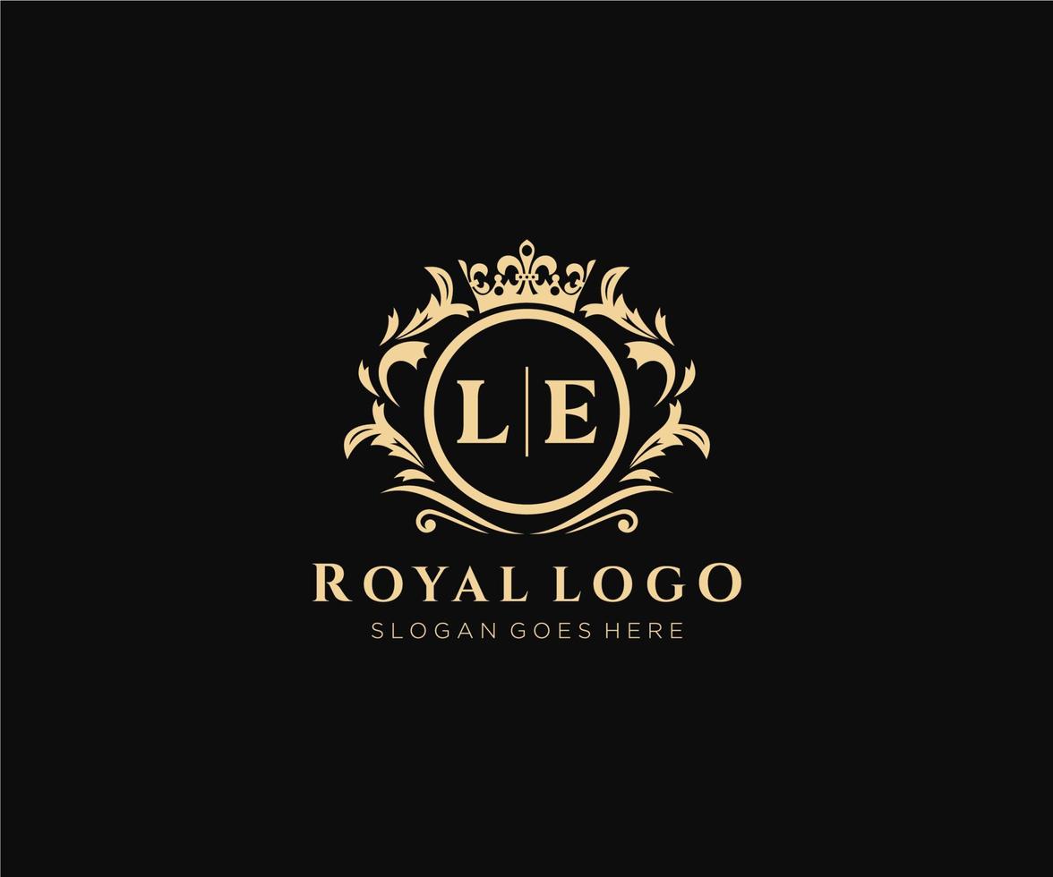 eerste le brief luxueus merk logo sjabloon, voor restaurant, royalty, boetiek, cafe, hotel, heraldisch, sieraden, mode en andere vector illustratie.