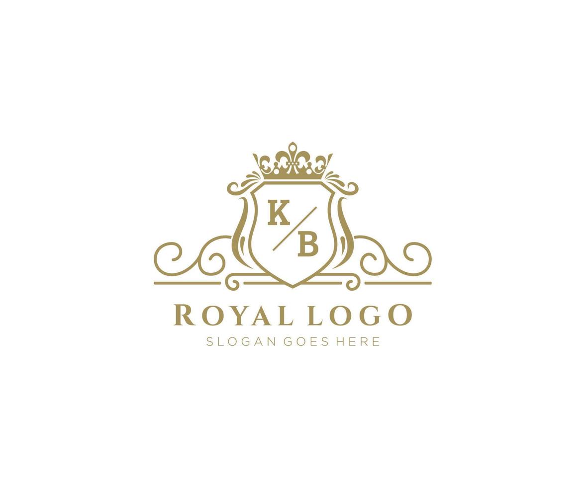 eerste kb brief luxueus merk logo sjabloon, voor restaurant, royalty, boetiek, cafe, hotel, heraldisch, sieraden, mode en andere vector illustratie.