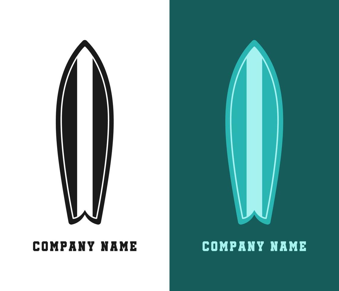 surfboard surfing logo icoon vector ontwerp sjabloon gekleurde en silhouet set. modern minimaal vlak stijl.