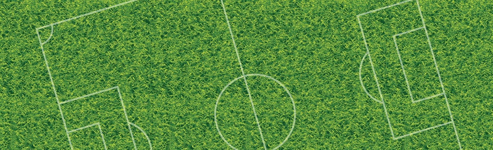 realistisch klassiek voetbalveld met tweekleurige groene coating vector