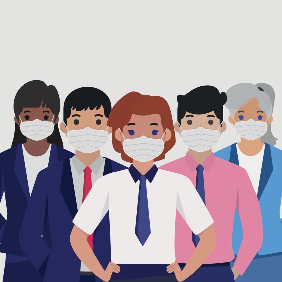 groep mensen in steriele medische maskers - vector