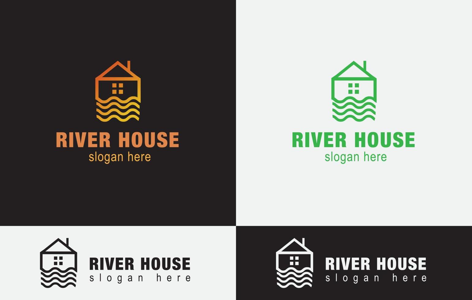 rivier- huis logo ontwerp vector kunst eps