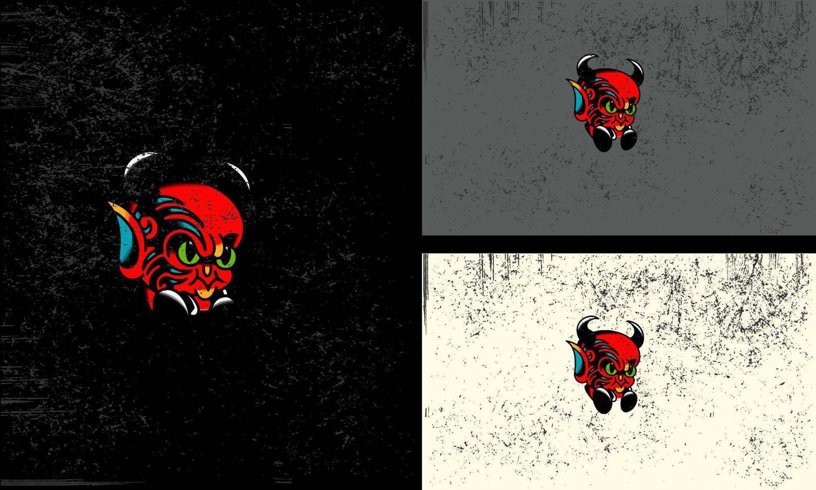 hoofd rood duivel met toeter vector mascotte ontwerp