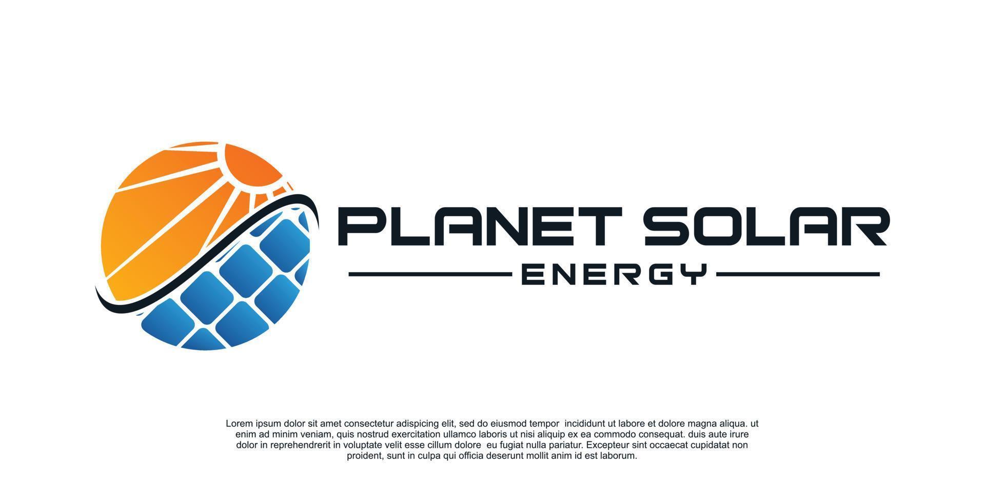 planeet zonne- energie logo ontwerp uniek concept premie vector