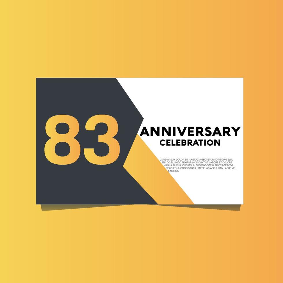 83 jaren verjaardag viering verjaardag viering sjabloon ontwerp met geel kleur achtergrond vector