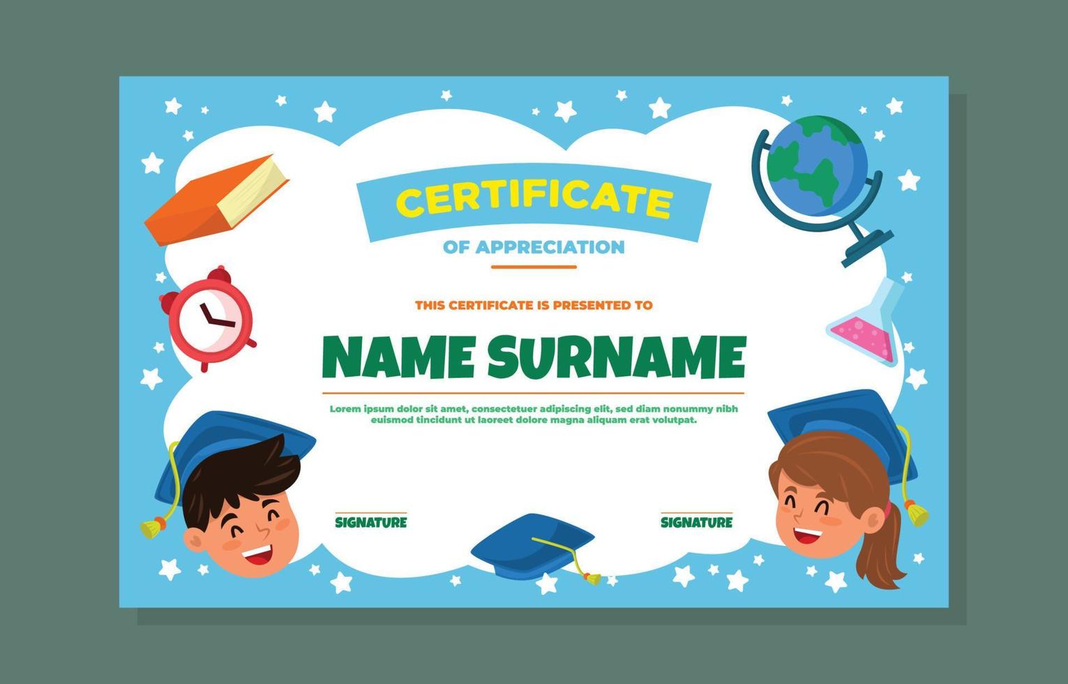 certificaat pret kinderen ontwerp achtergrond vector