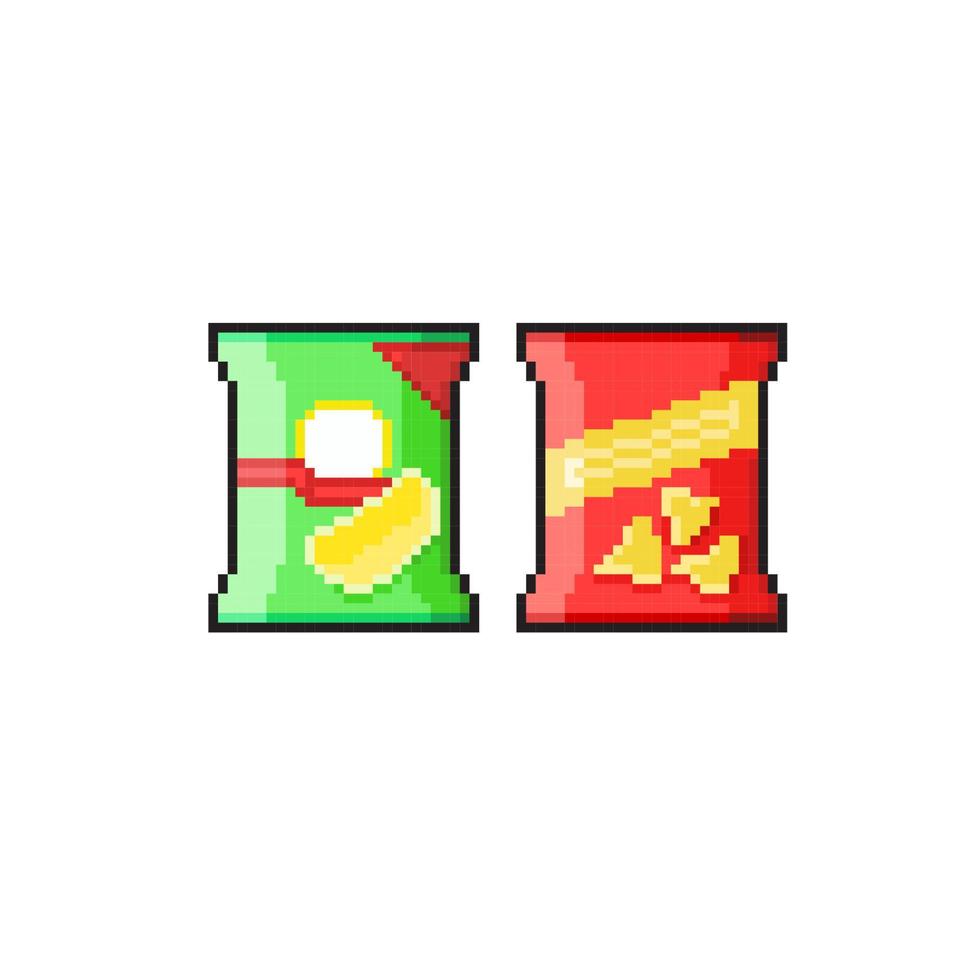 snacks met verschillend kleur in pixel kunst stijl vector