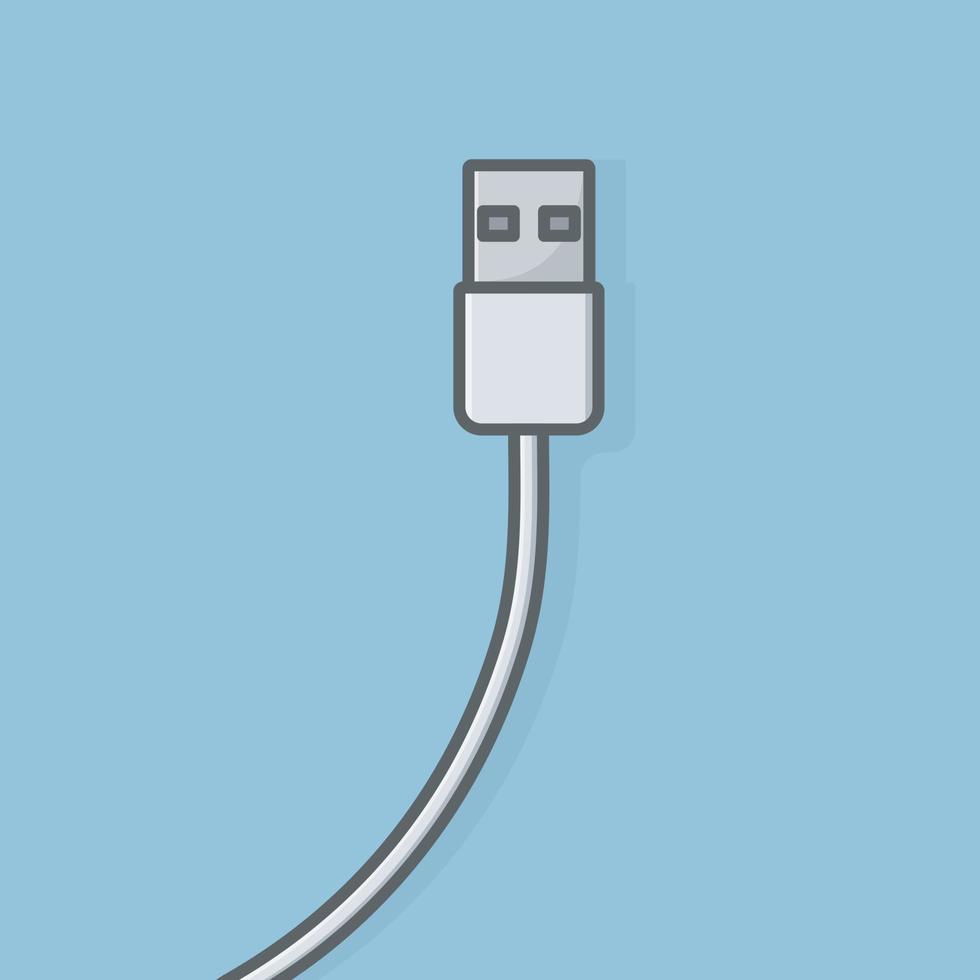 cartoonesk USB kabel voor apparaat verbinding vector ontwerp