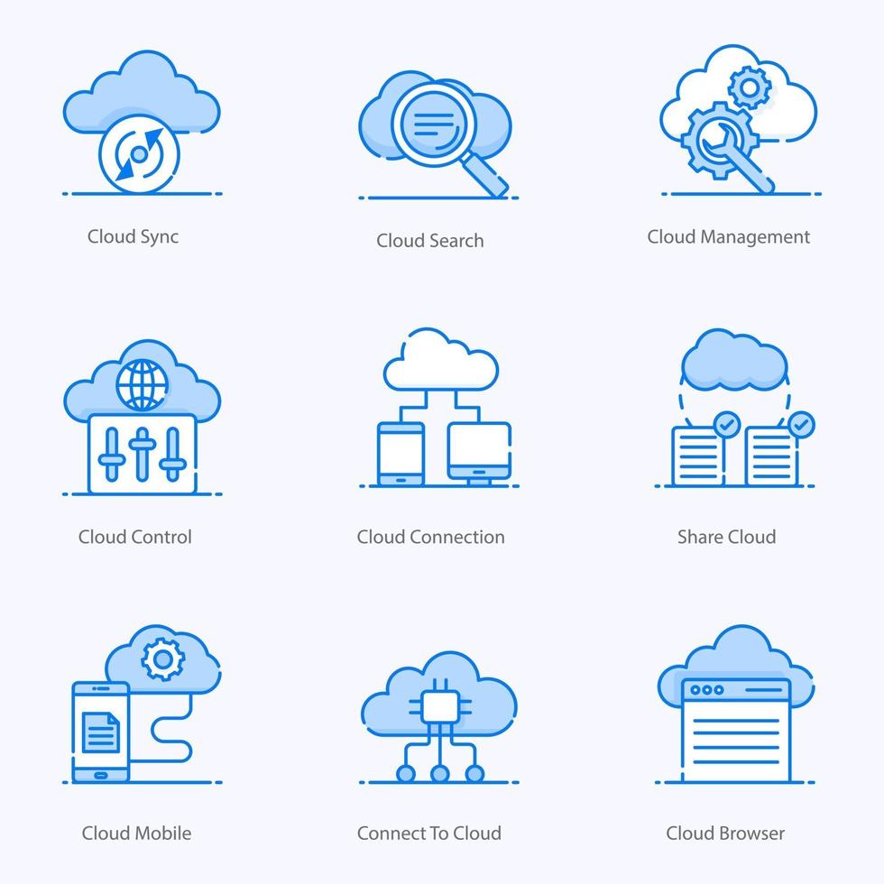 cloudtechnologie en webhosting vector