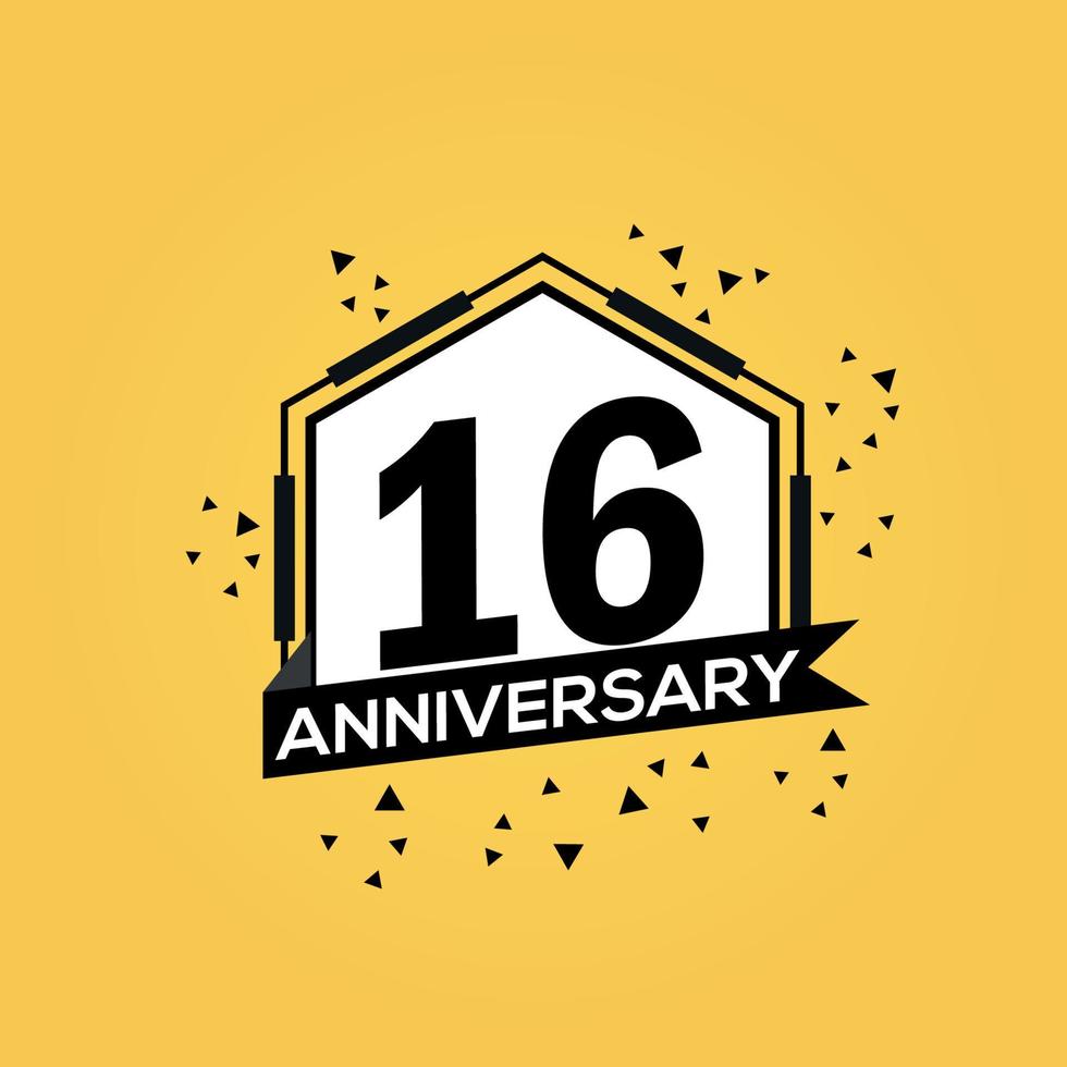 16 jaren verjaardag logo vector ontwerp verjaardag viering met meetkundig geïsoleerd ontwerp