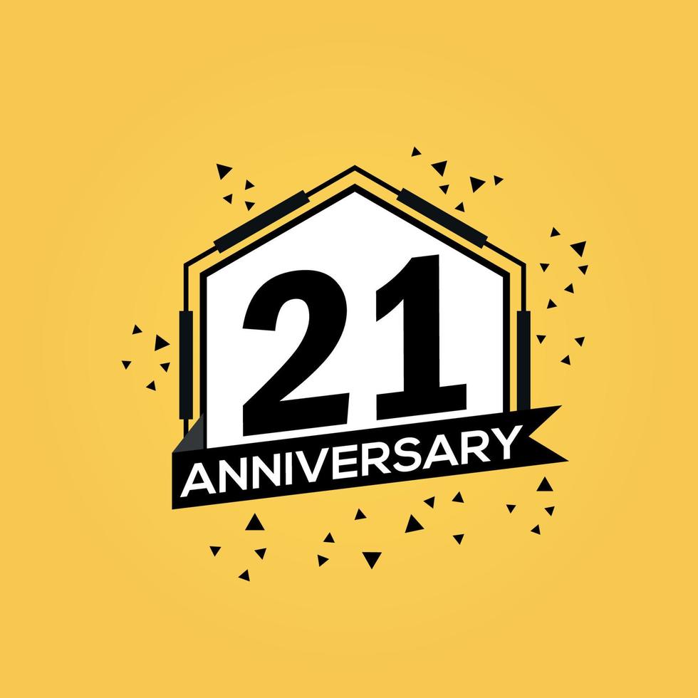 21 jaren verjaardag logo vector ontwerp verjaardag viering met meetkundig geïsoleerd ontwerp
