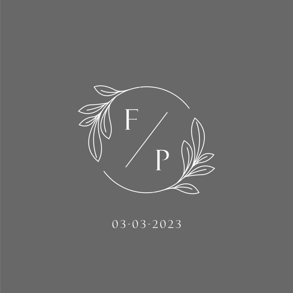 brief fp bruiloft monogram logo ontwerp creatief bloemen stijl eerste naam sjabloon vector