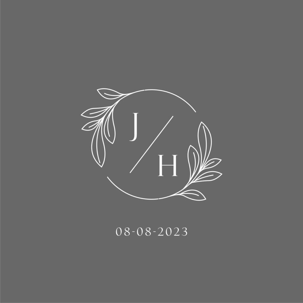 brief jh bruiloft monogram logo ontwerp creatief bloemen stijl eerste naam sjabloon vector