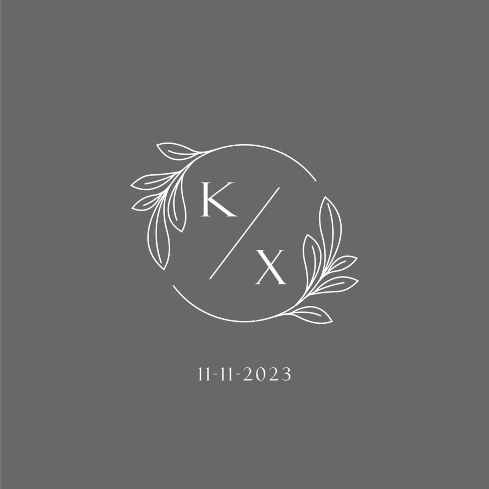 brief kx bruiloft monogram logo ontwerp creatief bloemen stijl eerste naam sjabloon vector