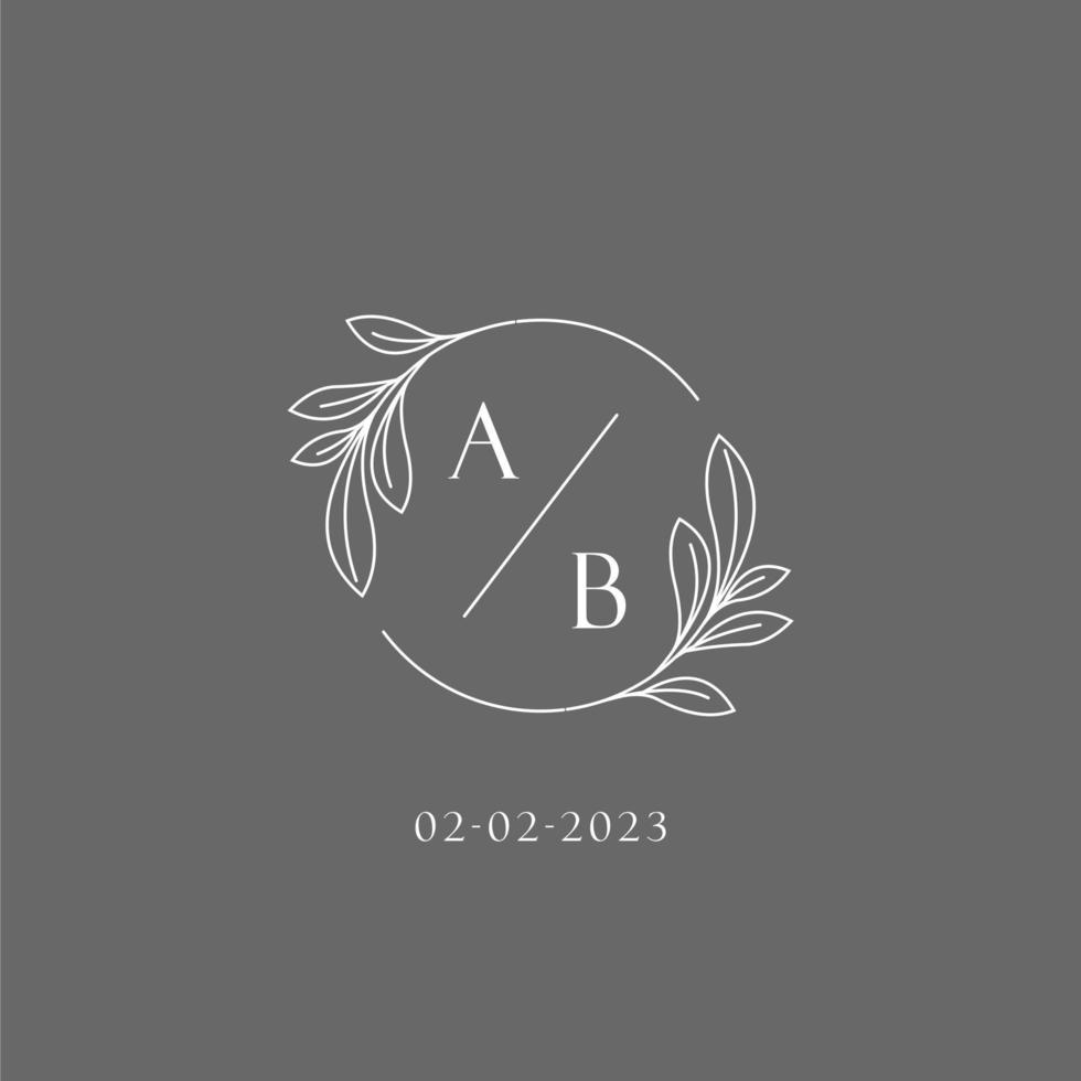 brief ab bruiloft monogram logo ontwerp creatief bloemen stijl eerste naam sjabloon vector