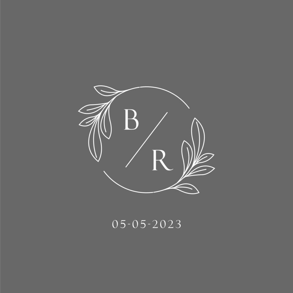 brief br bruiloft monogram logo ontwerp creatief bloemen stijl eerste naam sjabloon vector