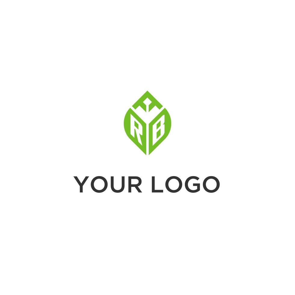 rb monogram met blad logo ontwerp ideeën, creatief eerste brief logo met natuurlijk groen bladeren vector