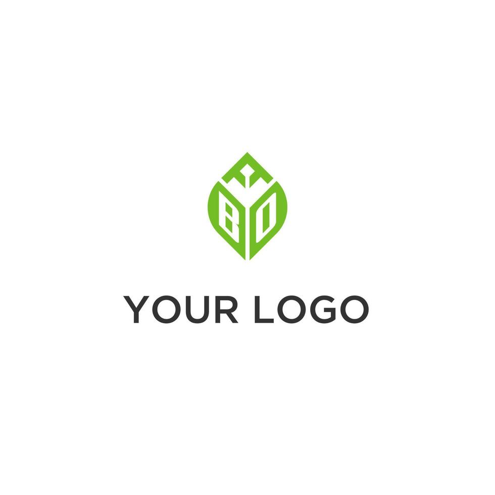 bo monogram met blad logo ontwerp ideeën, creatief eerste brief logo met natuurlijk groen bladeren vector