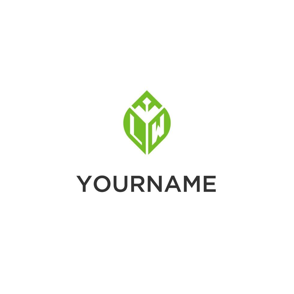 lw monogram met blad logo ontwerp ideeën, creatief eerste brief logo met natuurlijk groen bladeren vector