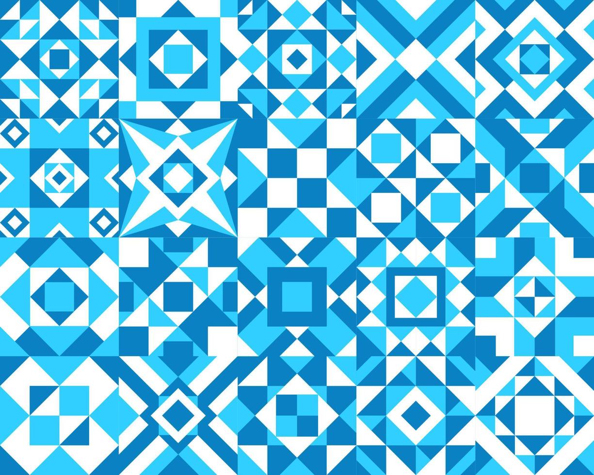 wit en licht blauw keramisch tegel patroon, mozaïek- vector