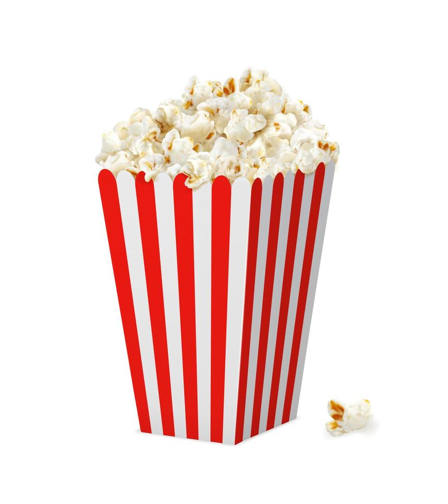 gestreept popcorn doos container, 3d vector emmer