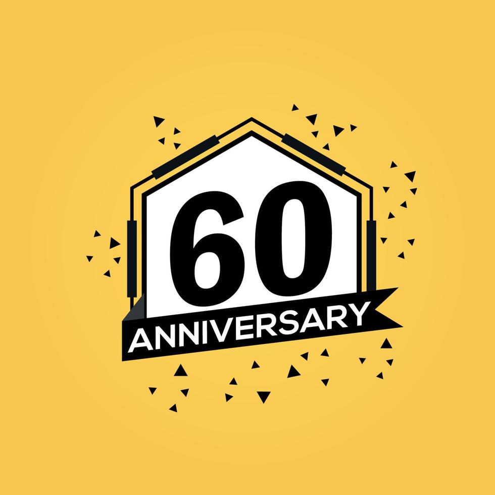 60 jaren verjaardag logo vector ontwerp verjaardag viering met meetkundig geïsoleerd ontwerp