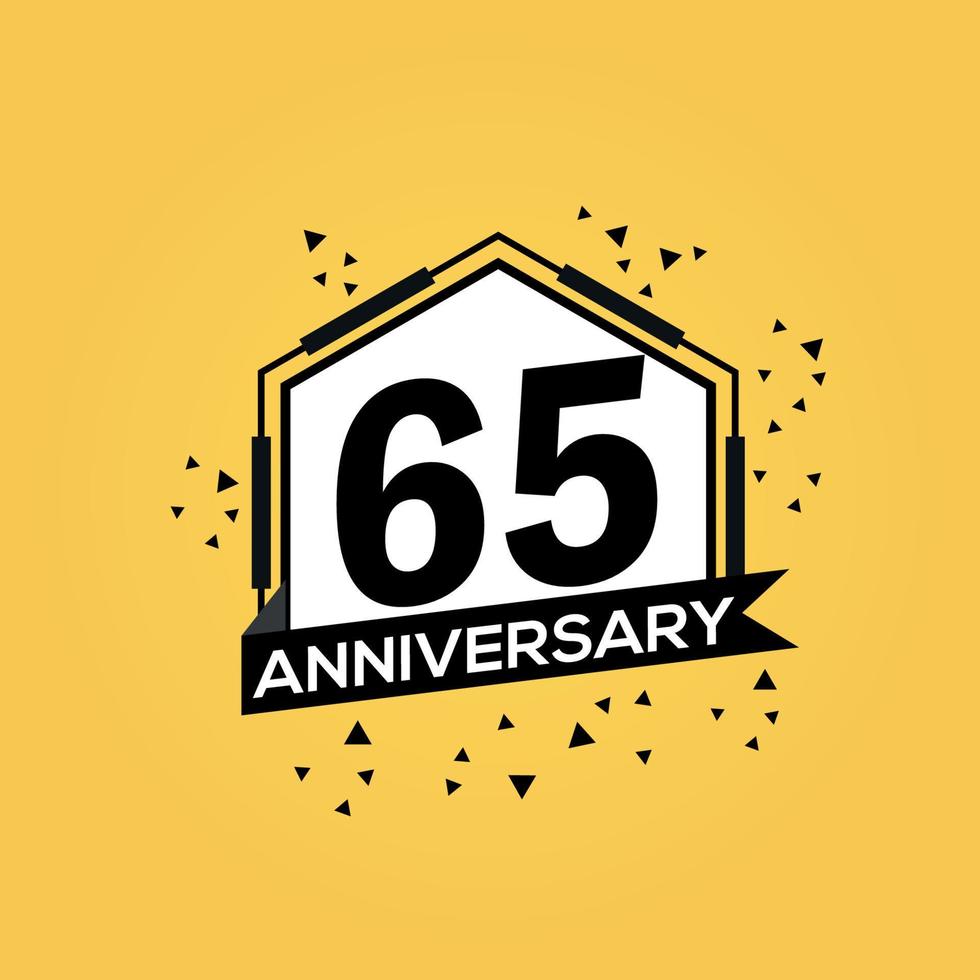 65 jaren verjaardag logo vector ontwerp verjaardag viering met meetkundig geïsoleerd ontwerp
