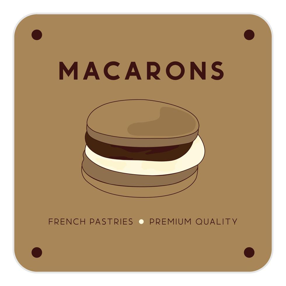 gemakkelijk macaron eigengemaakt, macaron winkel en bakkerij, gebakje logo, insignes, etiketten, pictogrammen en tekens. vector