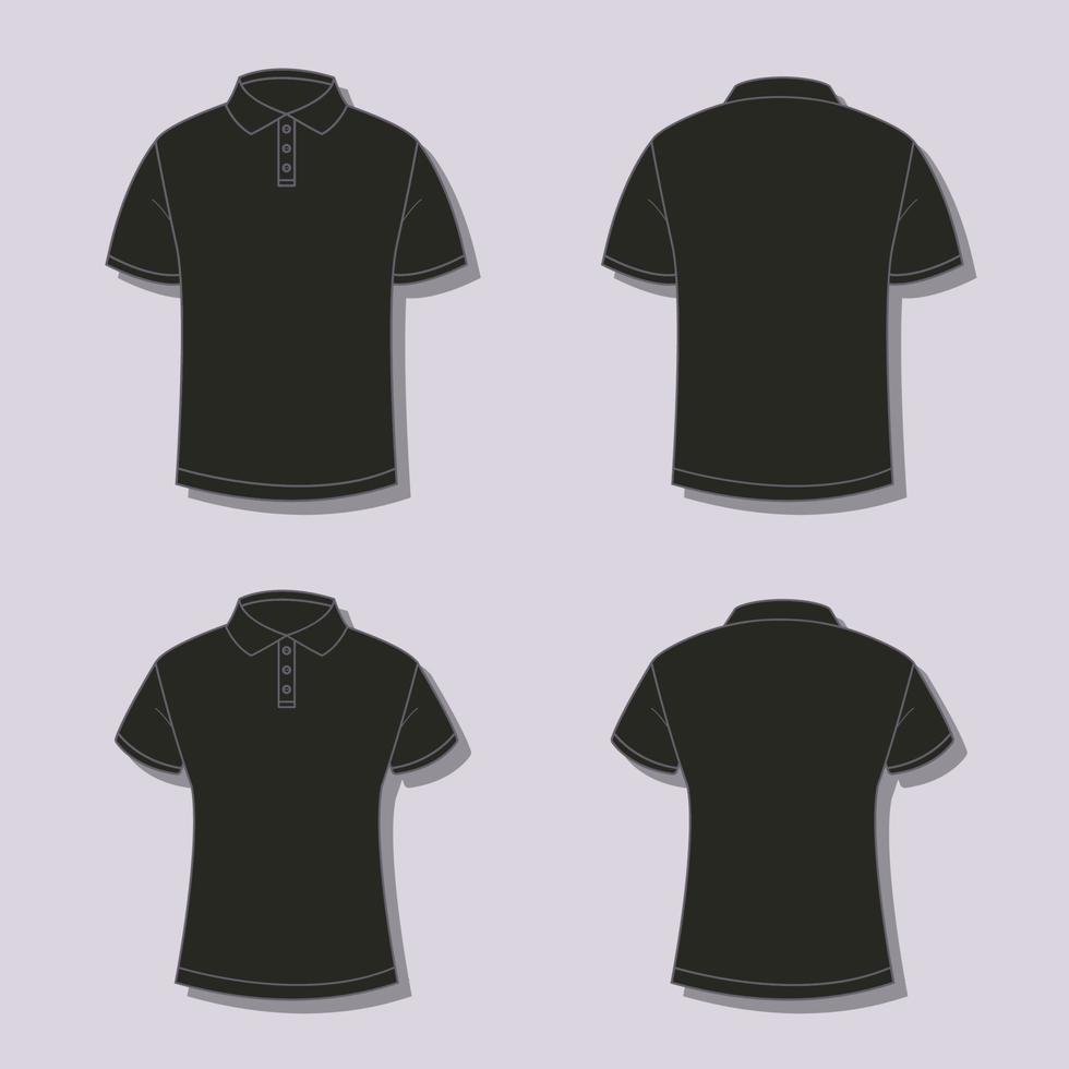 schets zwart polo overhemd mockup vector