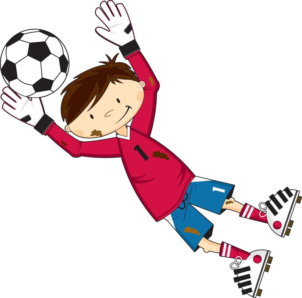 schattig tekenfilm Amerikaans voetbal voetbal doelman - sport- illustratie vector