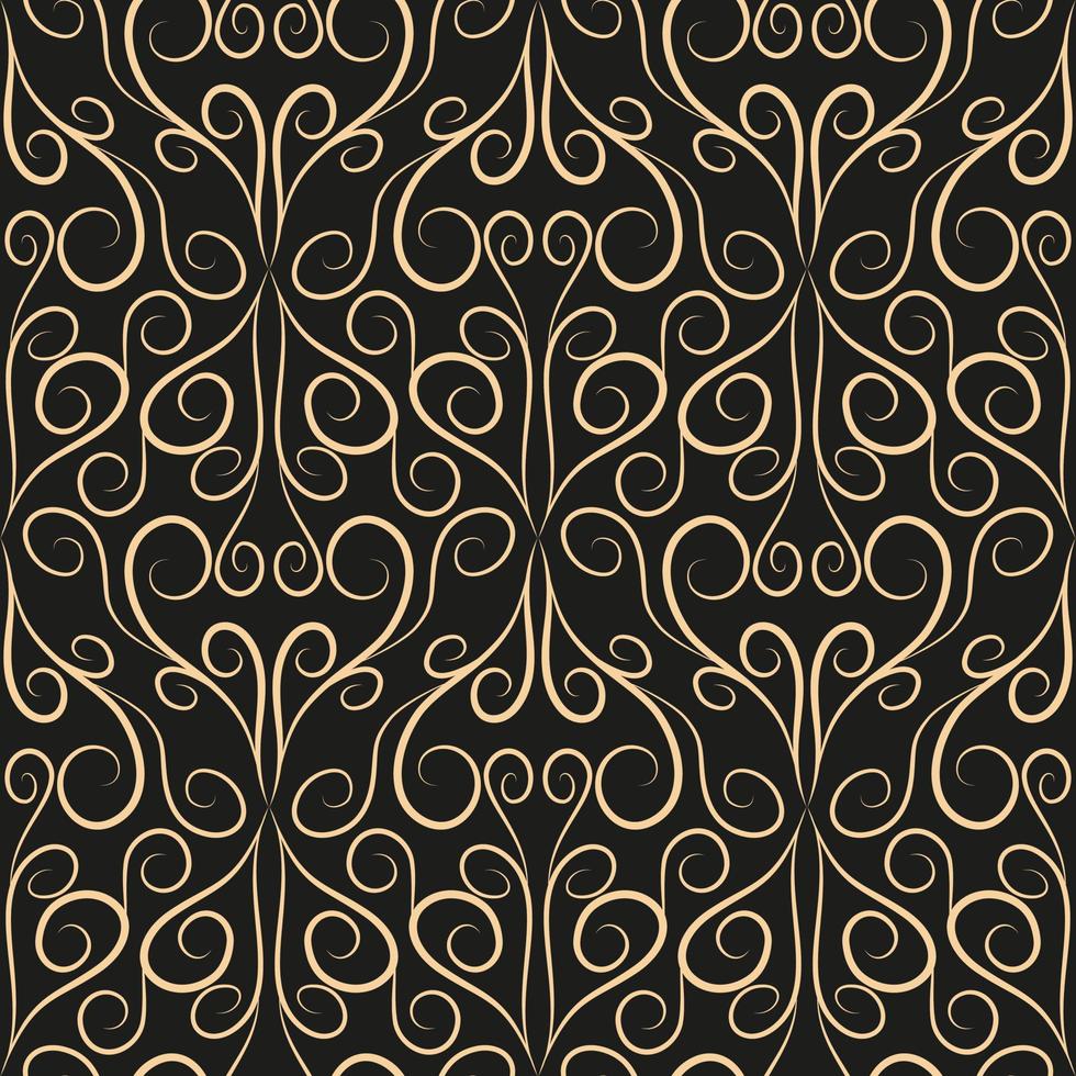 naadloos patroon, gouden lineair patroon, monogram Aan een donker achtergrond. ontwerp voor banier, brochure, afdrukken, poster, behang, kleding stof. abstract geometrie. vector